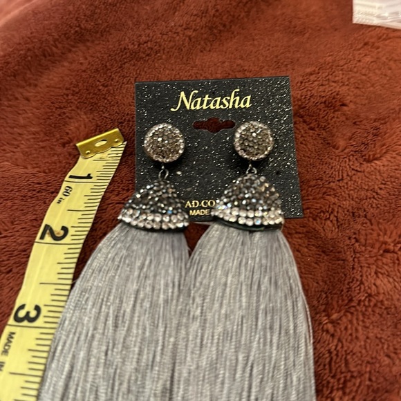 Chrome silver bling earrings with 3 inch earrings - so elegant BNWT - Picture 2 of 4